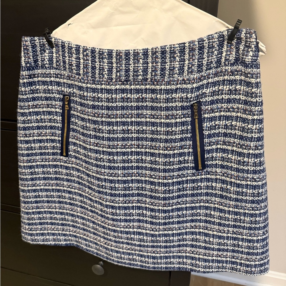 LOFT Blue and White Textured Mini Skirt